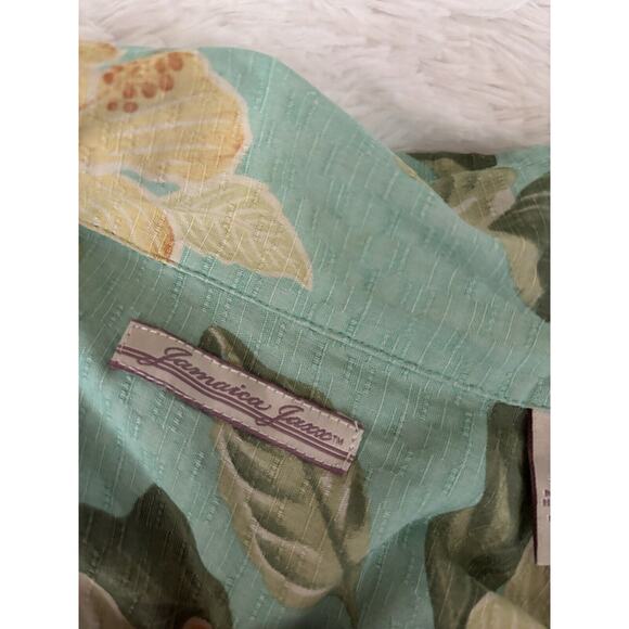 Jamaica Jazz Women’s Sz. XL green tropical Design Silk Blend Button Up Shirt - Picture 4 of 12